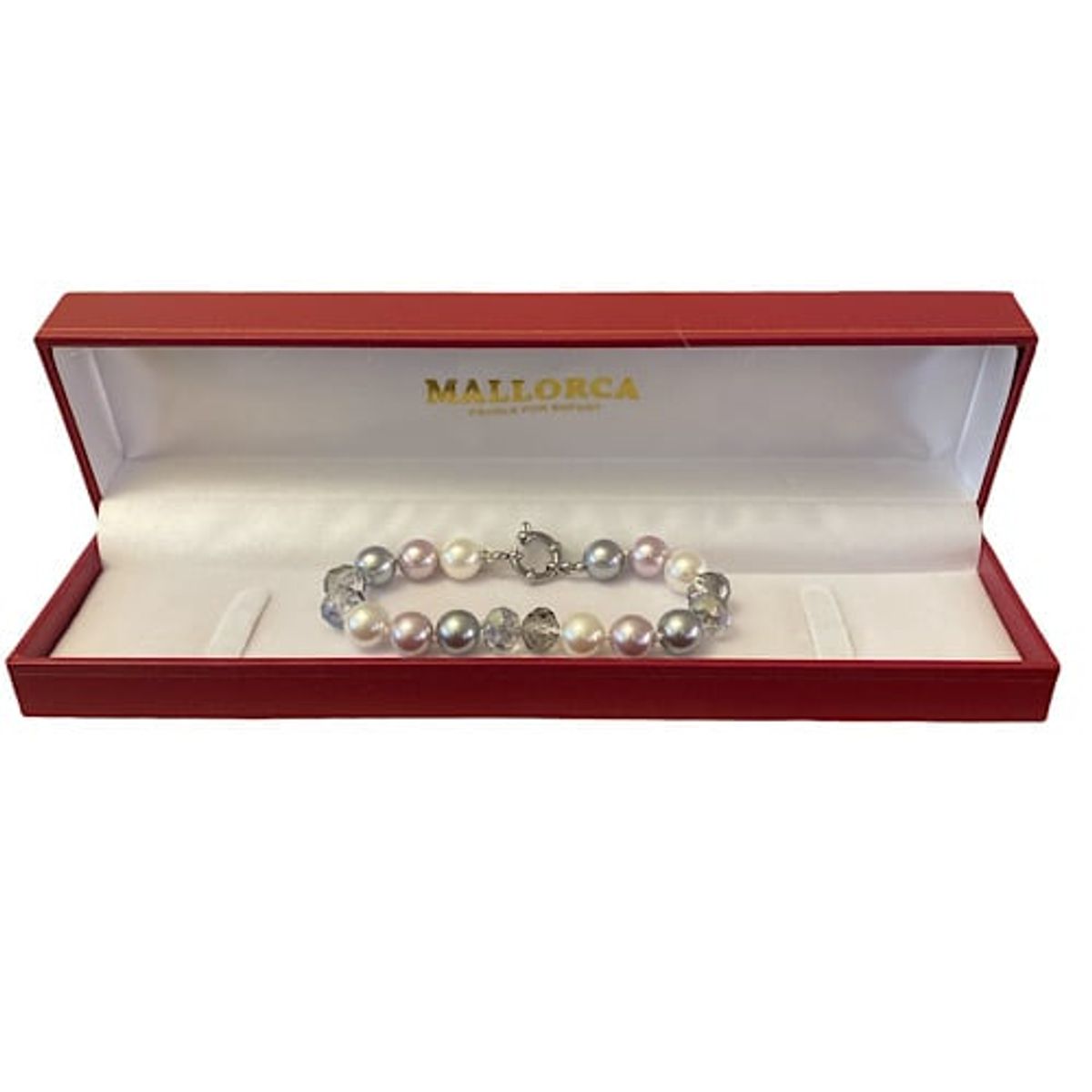 MALLORCA - PULSERA PERLAS DE MALLORCA 10MM DE DIÁMETRO Y CRISTAL DE ROCA