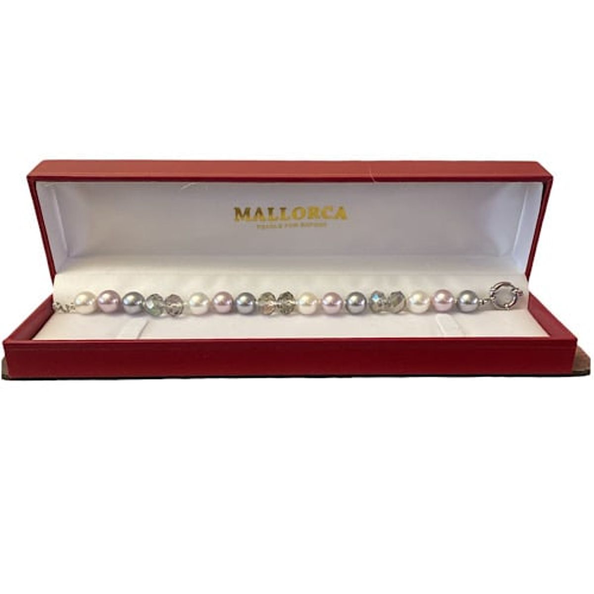 MALLORCA - PULSERA PERLAS DE MALLORCA 10MM DE DIÁMETRO Y CRISTAL DE ROCA