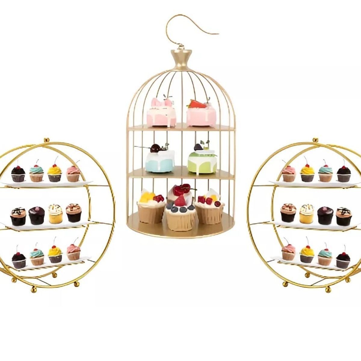 Pasteleria - Set 3 Porta Cupcakes Bases Para Tortas Alzadores Candy Bar