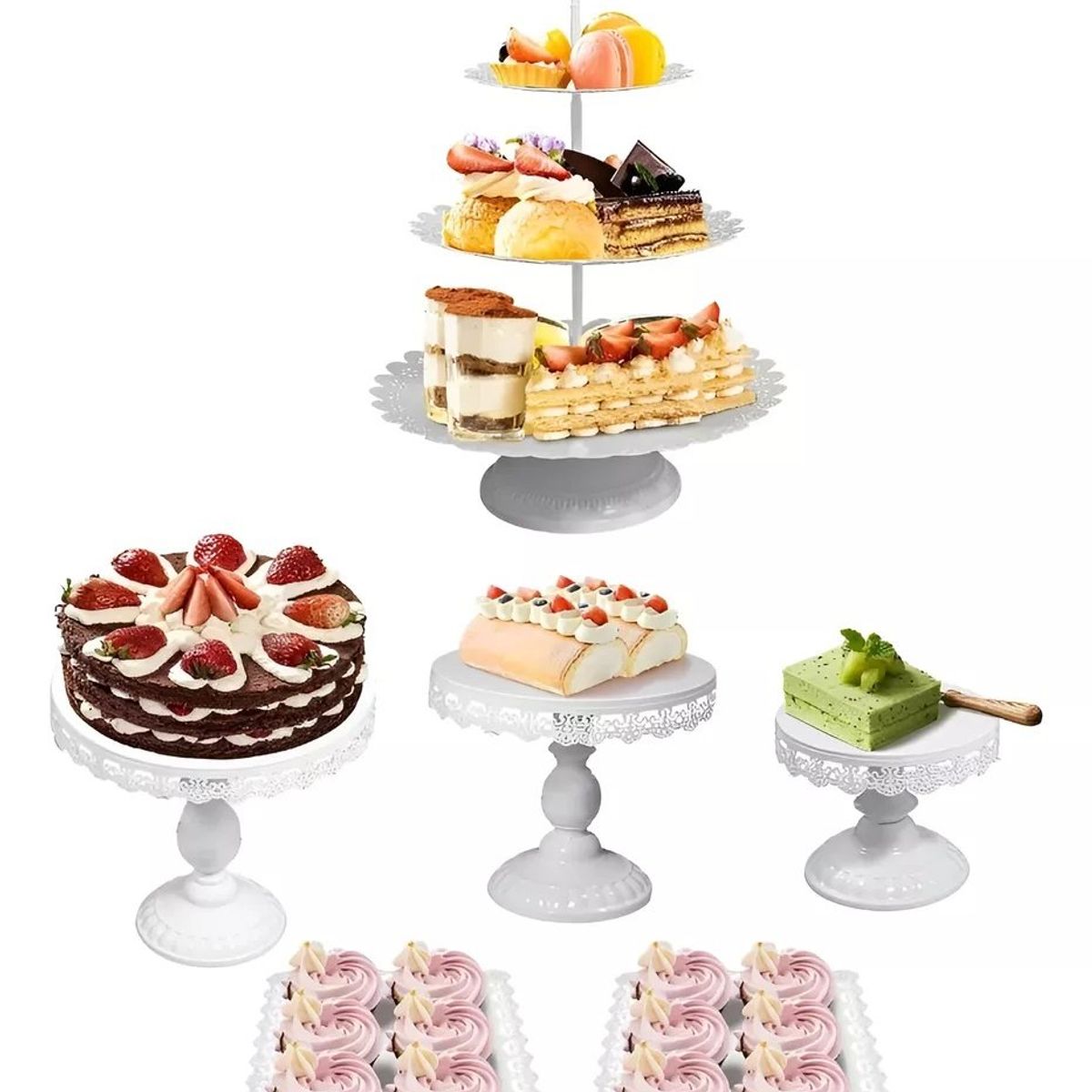 Pasteleria - Set 6 Bases Para Tortas Porta Cupcakes Alzadores Candy Bar