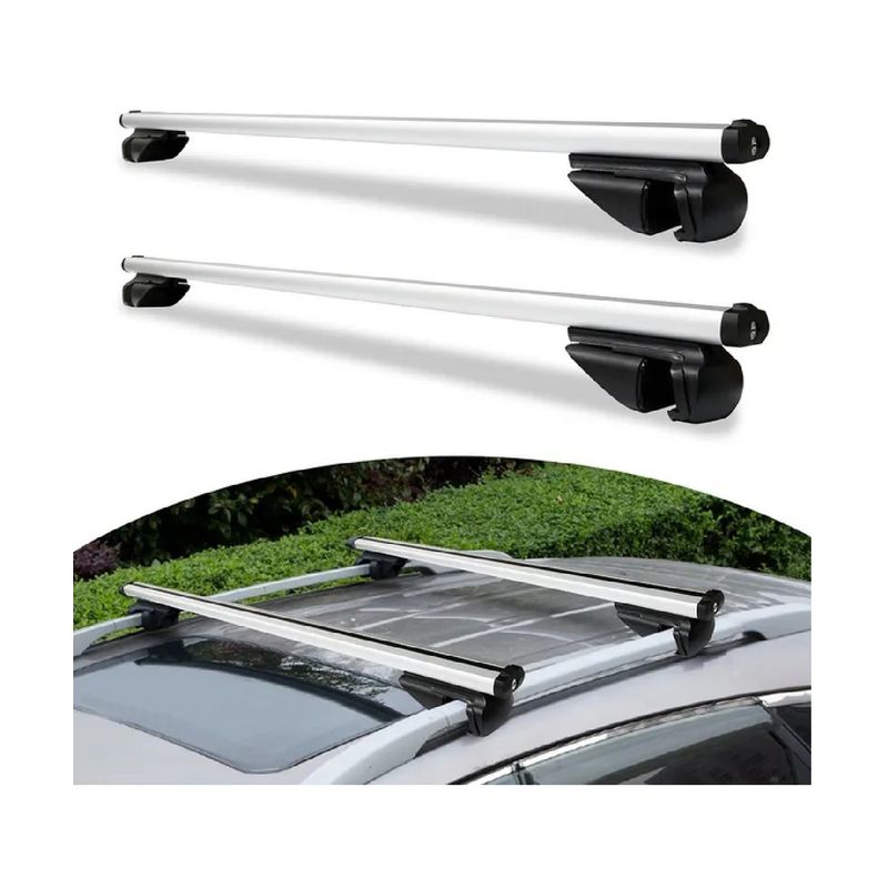ANGELES DEL HOGAR - Barras Porta Equipaje Parrilla Auto Techo + Llave Aluminio 135cm