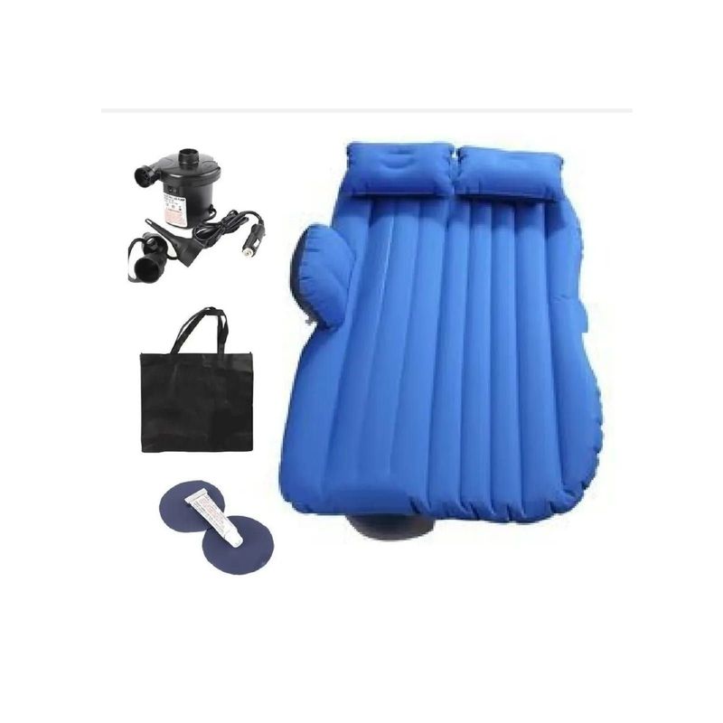 ANGELES DEL HOGAR - Colchon Inflable Auto Con Inflador Electrico Azul