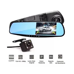 ANGELES DEL HOGAR - Espejo Retrovisor con camara Frontal y Retroceso HD Kit