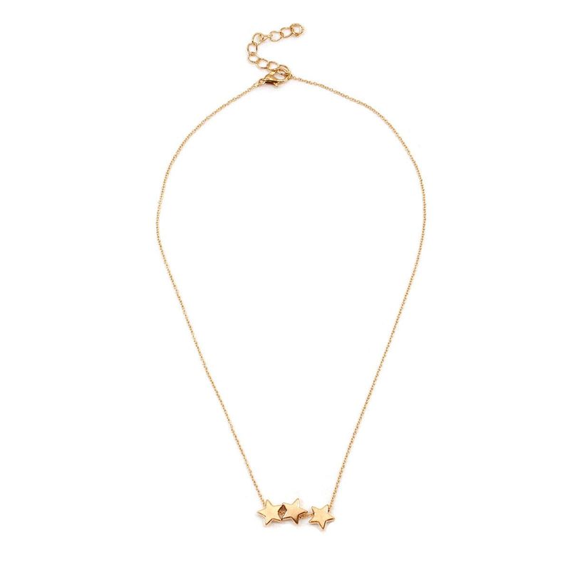 LUX JOYAS - Collar Baño Oro Amarillo 18k 3 Estrellas