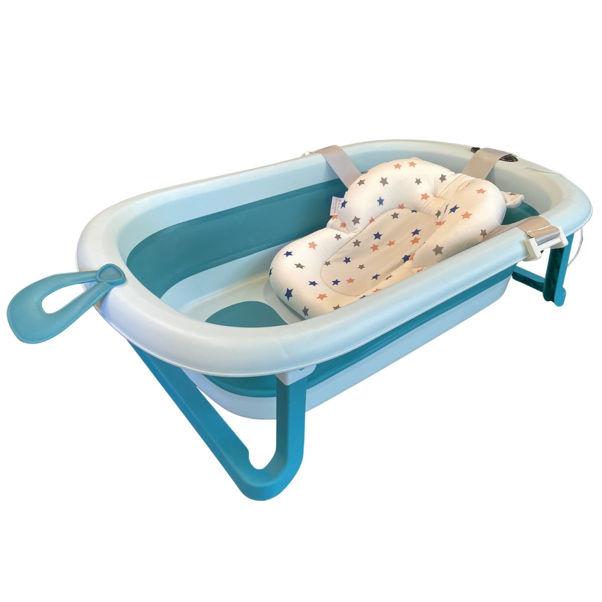 COBABY - Bañera plegable verde con hamaca y termometro CoBaby