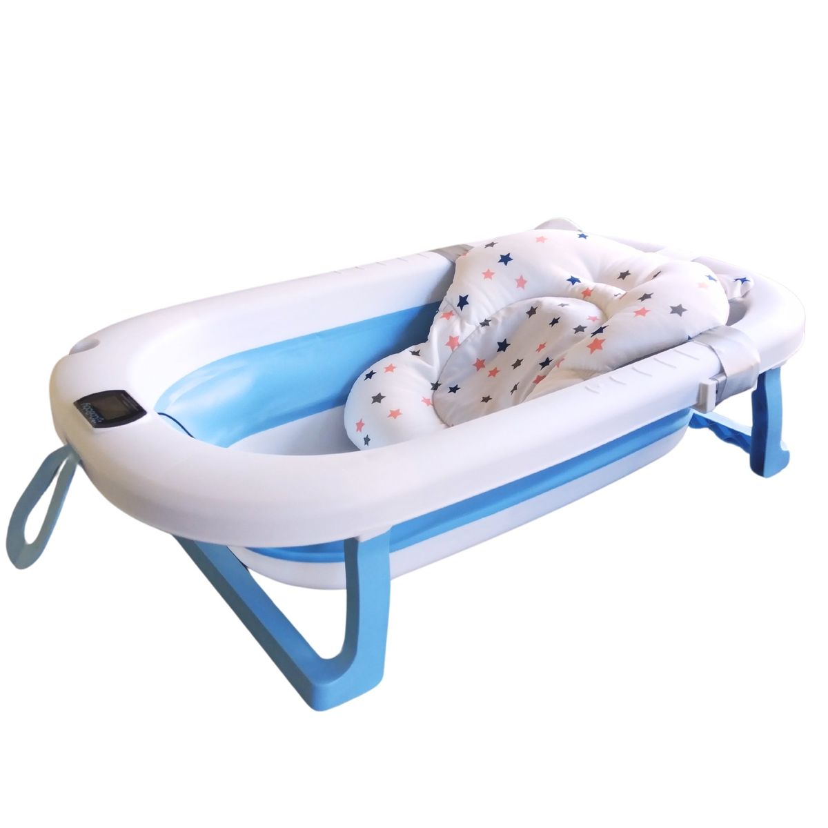 COBABY - Bañera plegable azul con hamaca y termometro CoBaby