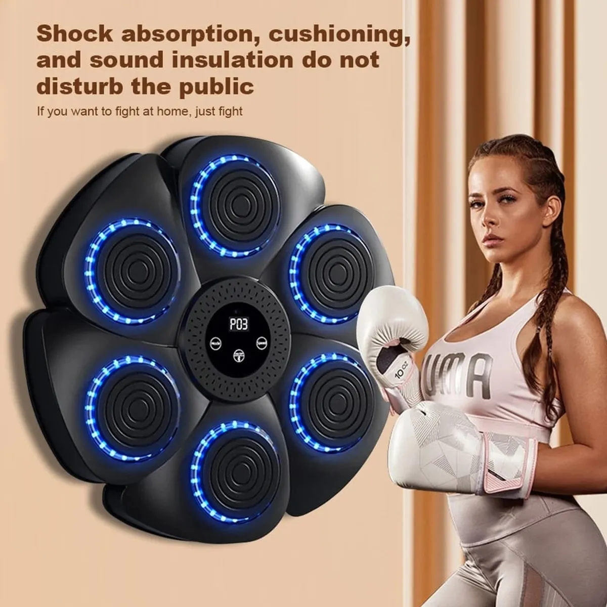 GENERICO - Maquina Boxeo Musical Artes Marciales Bluetooth 6 puños adulto