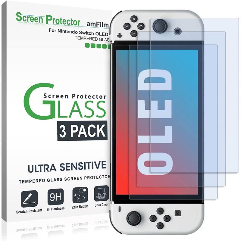 GENERICO - Protector Pantalla Vidrio Templado Nintendo Switch OLED AmFilm 3PACK