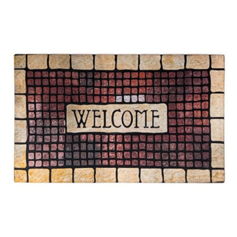 GENERICO - LIMPIAPIES CON DISEÑO DE PIEDRAS BEIGE Y ROJOS 45X75 CM