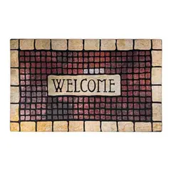 GENERICO - LIMPIAPIES CON DISEÑO DE PIEDRAS BEIGE Y ROJOS 45X75 CM