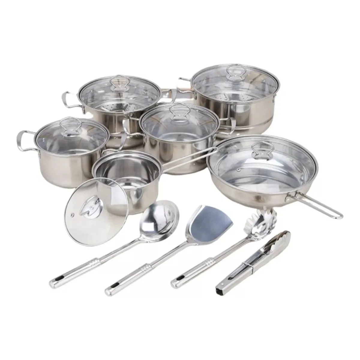 U BUY - Juego De Ollas Y Sartenes De Acero Inoxidable 18 Piezas