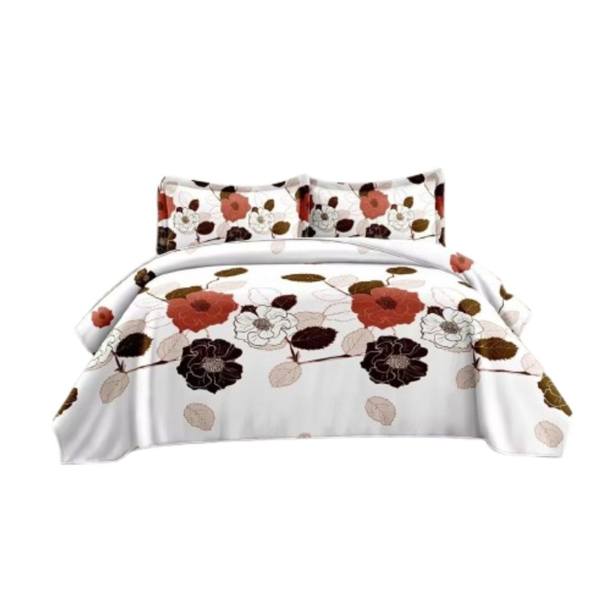 GENERICO - Cubrecama Quilt Verano 2 Plazas - Blanco Rosas FLH2038