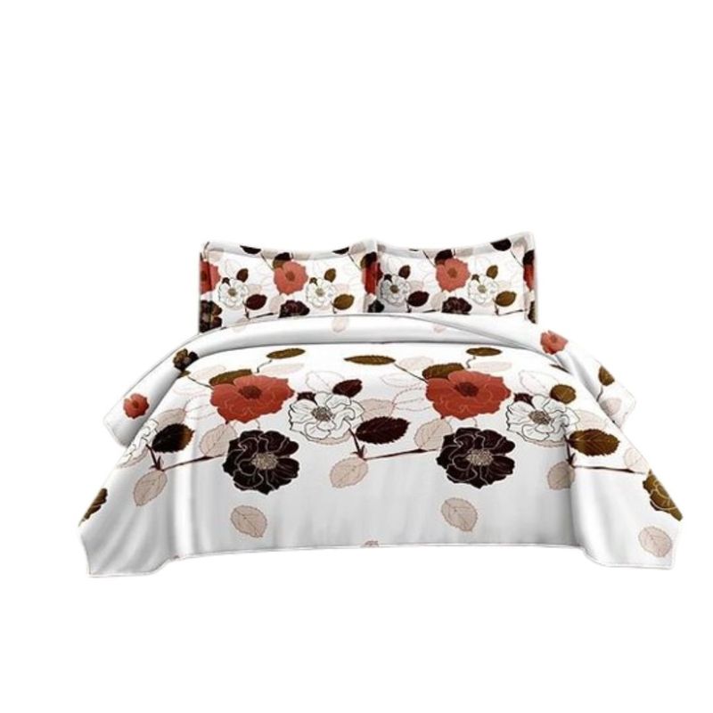 GENERICO - Cubrecama Quilt Verano 2 Plazas - Blanco Rosas FLH2038