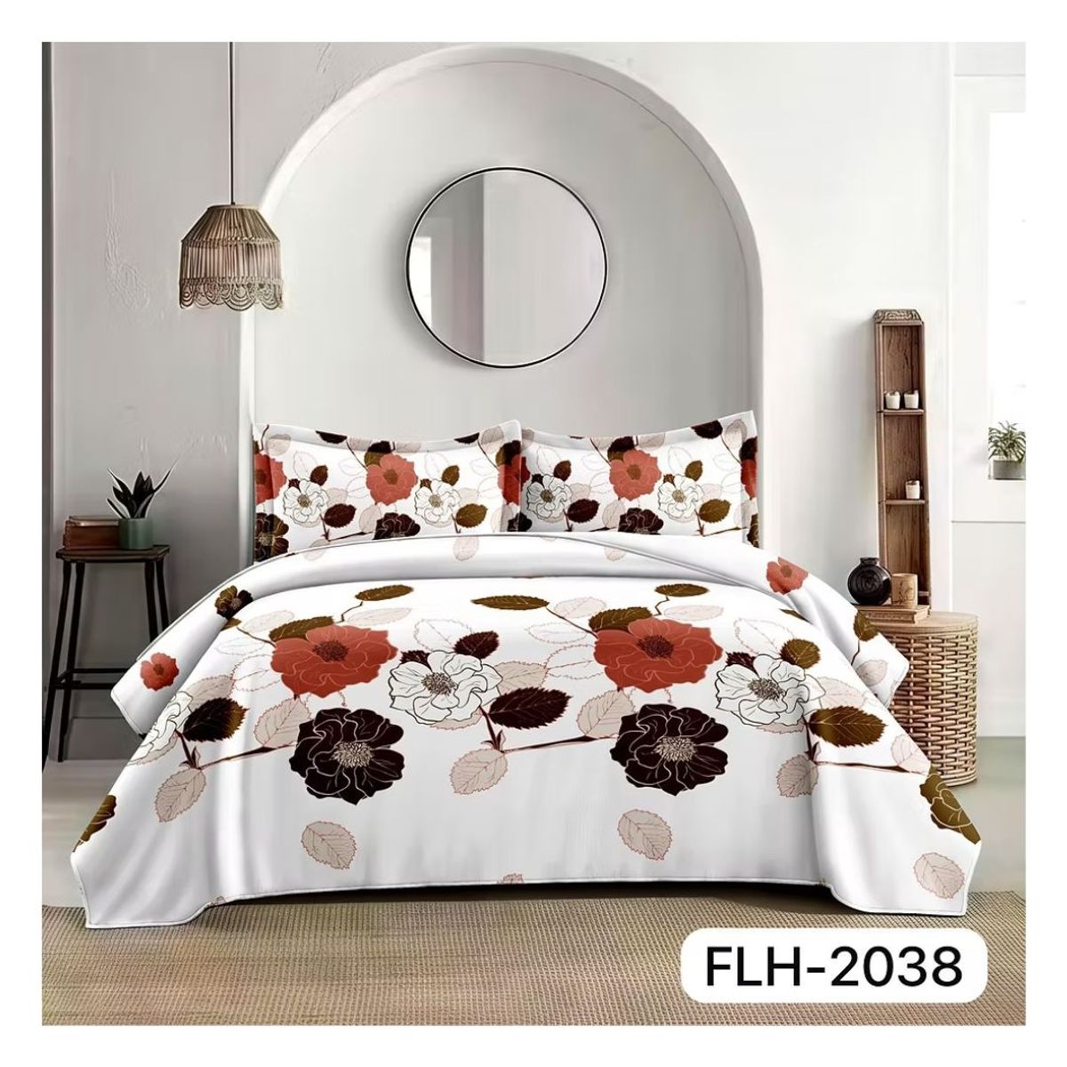 GENERICO - Cubrecama Quilt Verano 2 Plazas - Blanco Rosas FLH2038