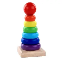 GENERICO - Torre Madera Juego De Encaje Didactico Metodo Montessori