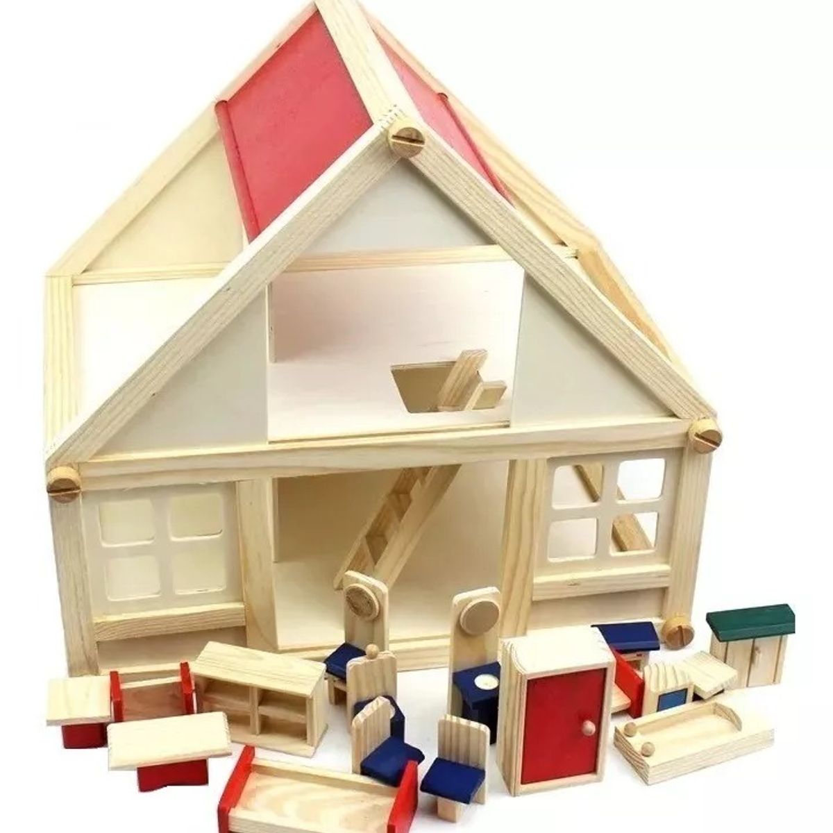 GENERICO - Casa De Muñecas De Madera Y Muebles De Juguete Madera
