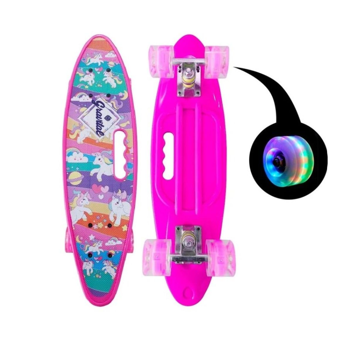 GENERICO - Skate Penny Cruiser Patineta Unicornio Ruedas Led Fucsia