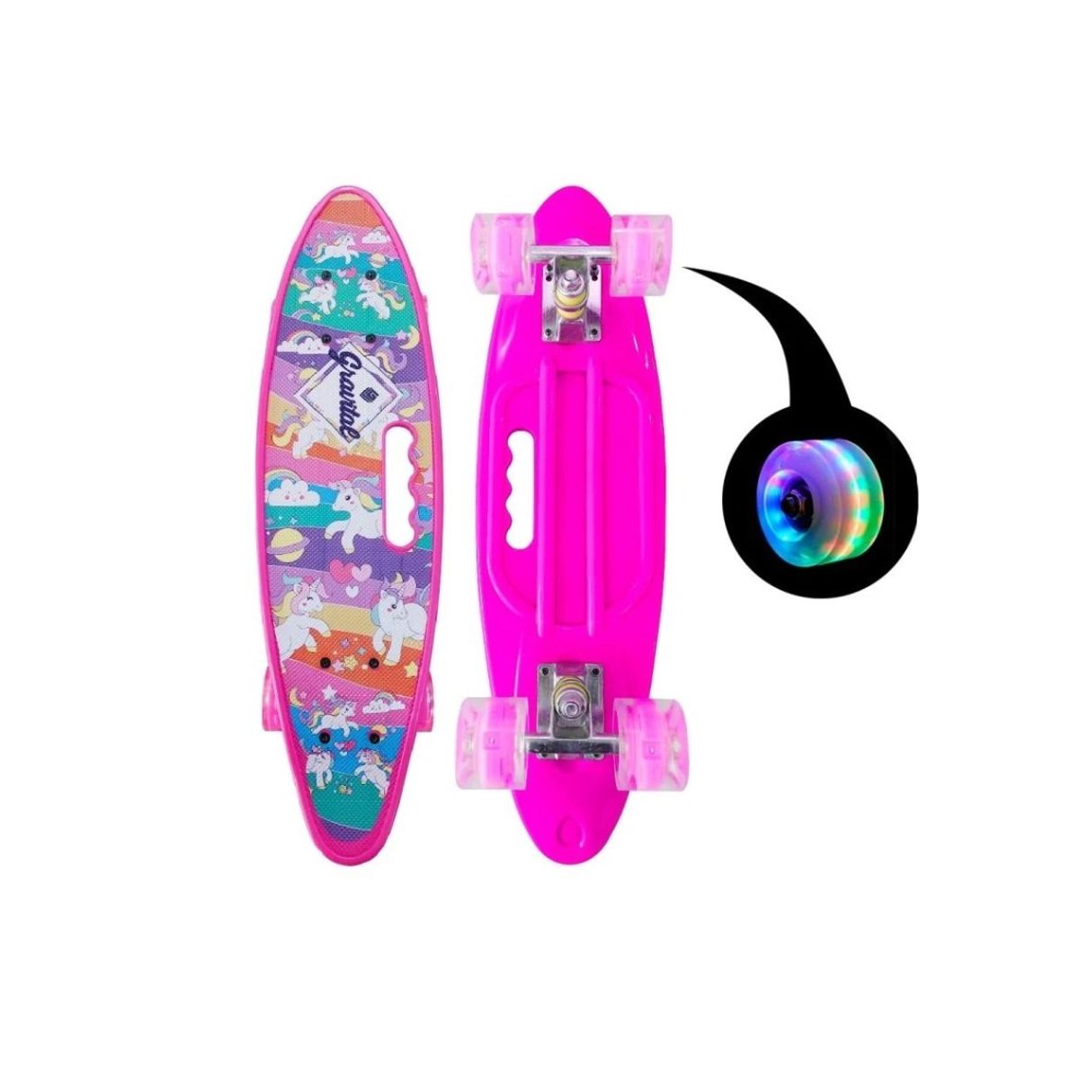 GENERICO - Skate Penny Cruiser Patineta Unicornio Ruedas Led Fucsia