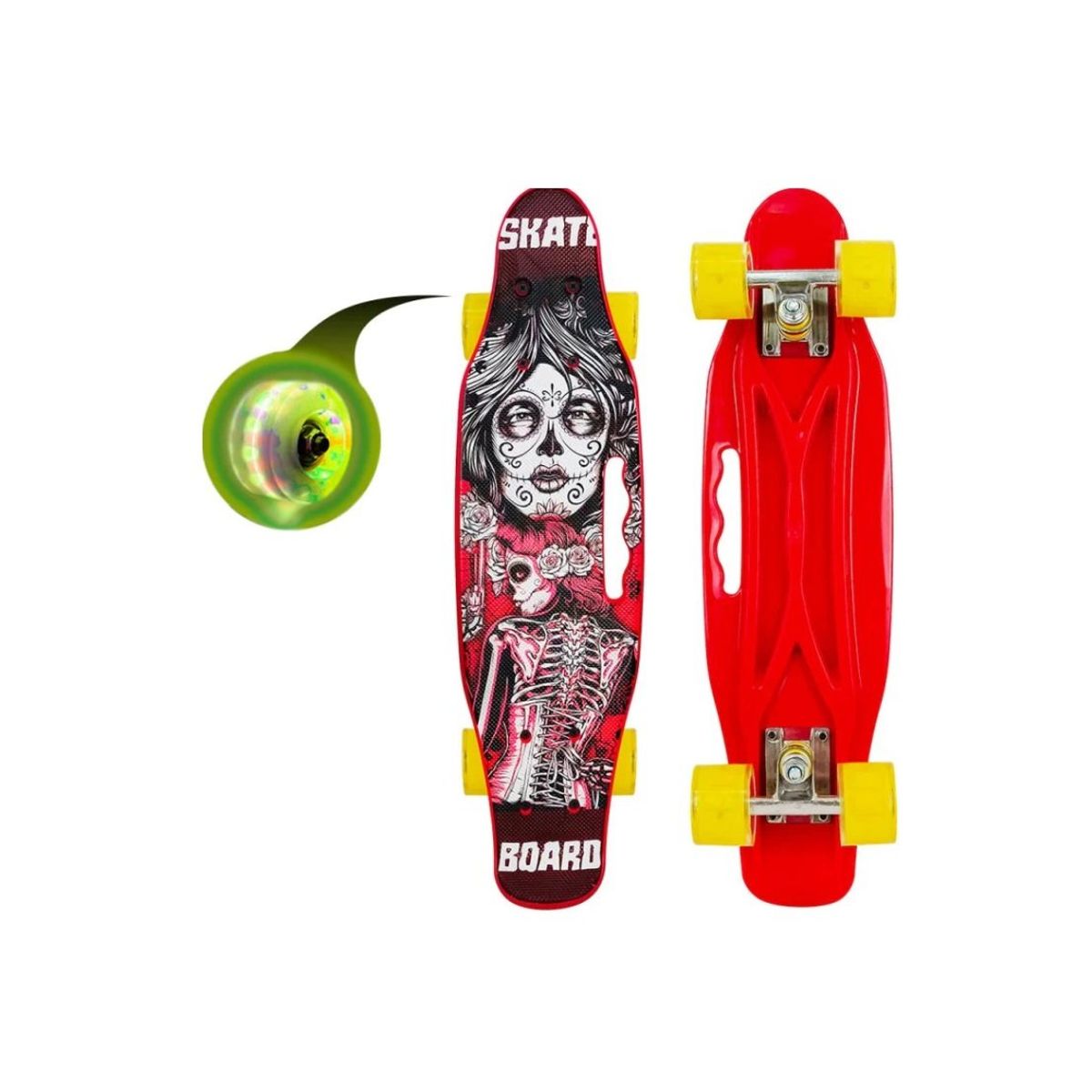 GENERICO - Skate Penny Carving Patineta Holy Death Ruedas Led Niños red
