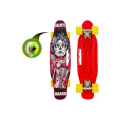 GENERICO - Skate Penny Carving Patineta Holy Death Ruedas Led Niños red