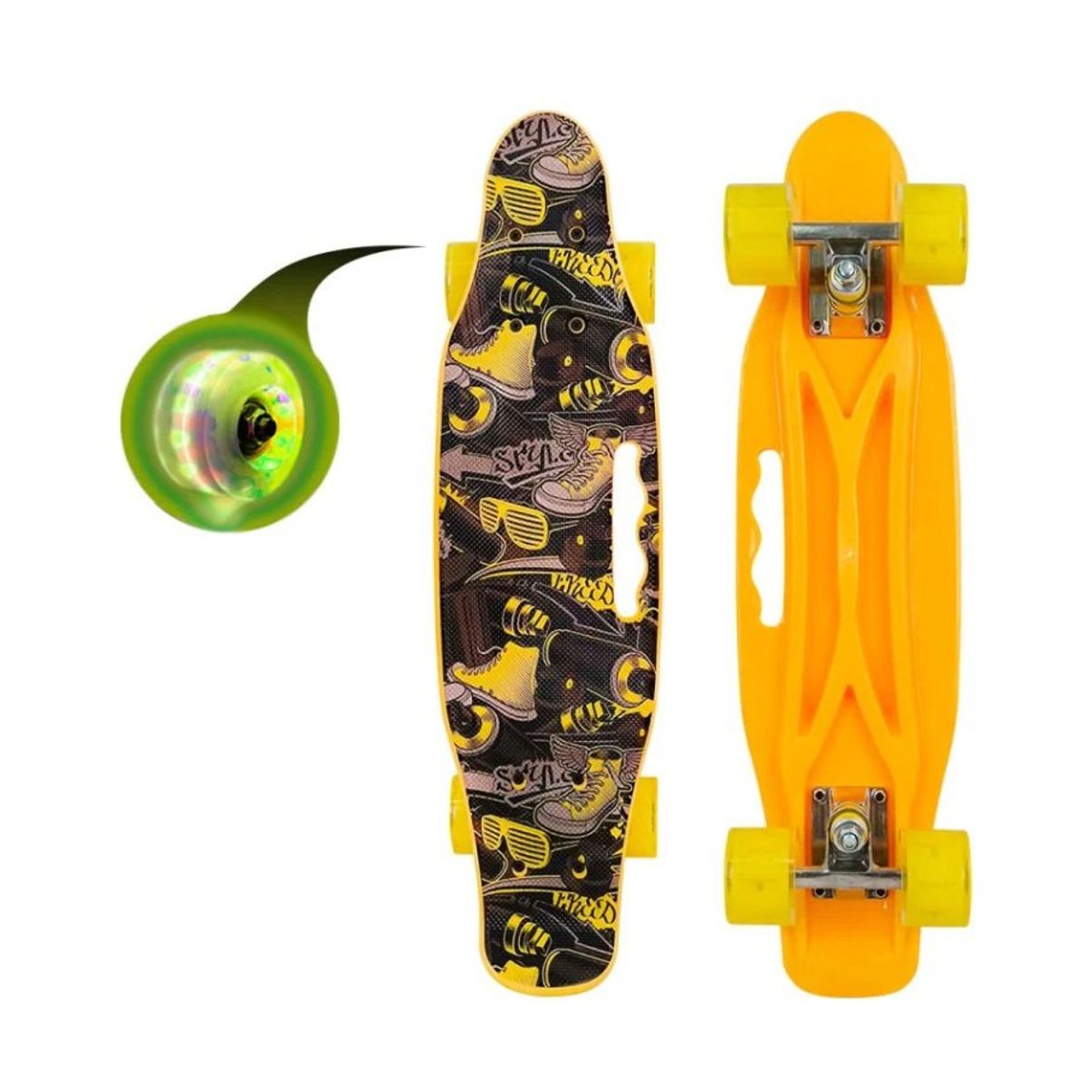 GENERICO - Skate Penny Carving Patineta Yellow Shoes Ruedas Led Niños