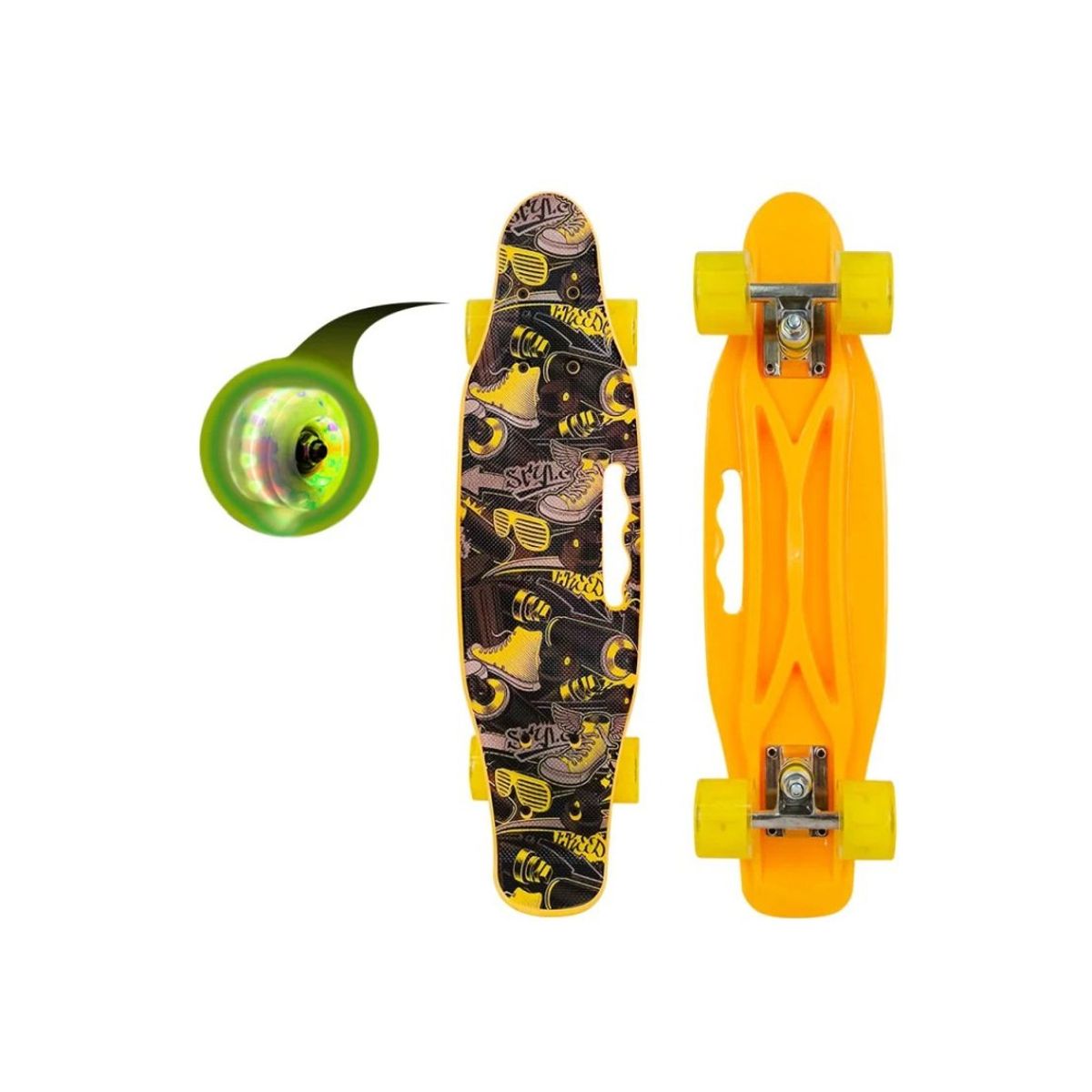 GENERICO - Skate Penny Carving Patineta Yellow Shoes Ruedas Led Niños