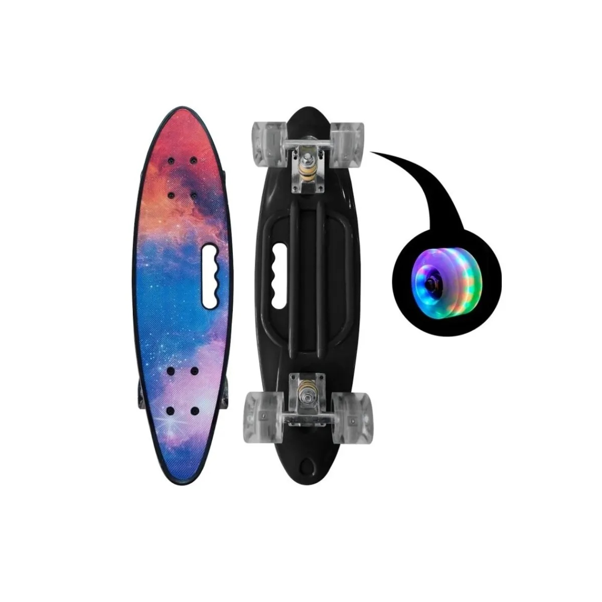 GENERICO - Skate Penny Cruiser Patineta Universe Ruedas Led Niños Negro