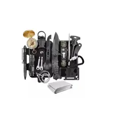 GENERICO - Kit Herramientas Supervivencia Pro Camping Pesca Black