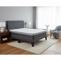Cama Europea 2 Plazas Base Dividida + Respaldo Abotonado Marengo+COLCHON PILOW