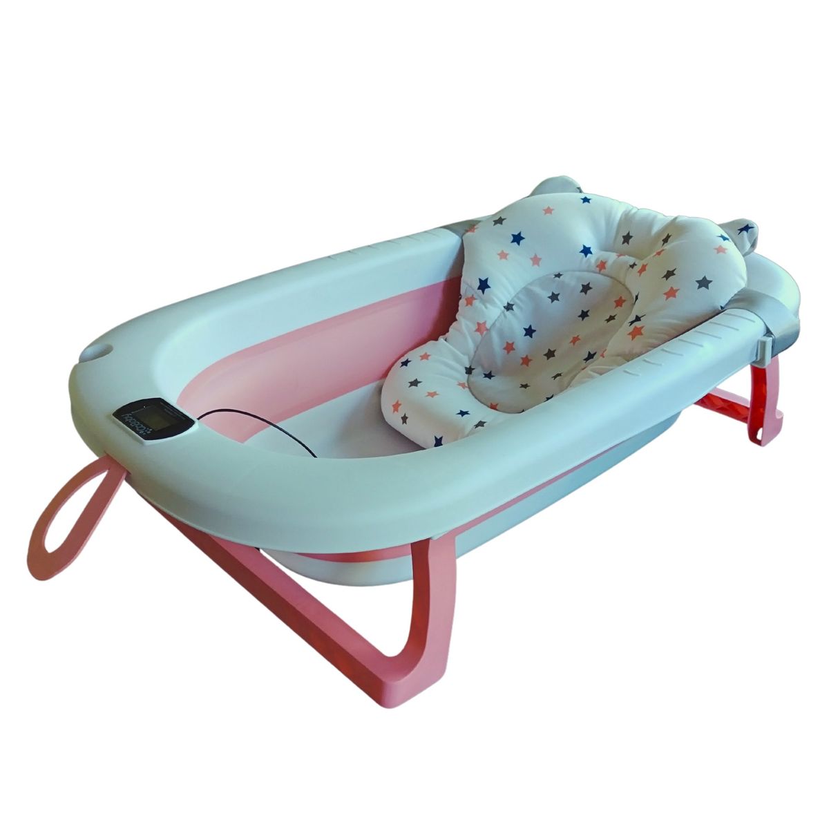 COBABY - Bañera plegable rosa con hamaca y termometro CoBaby