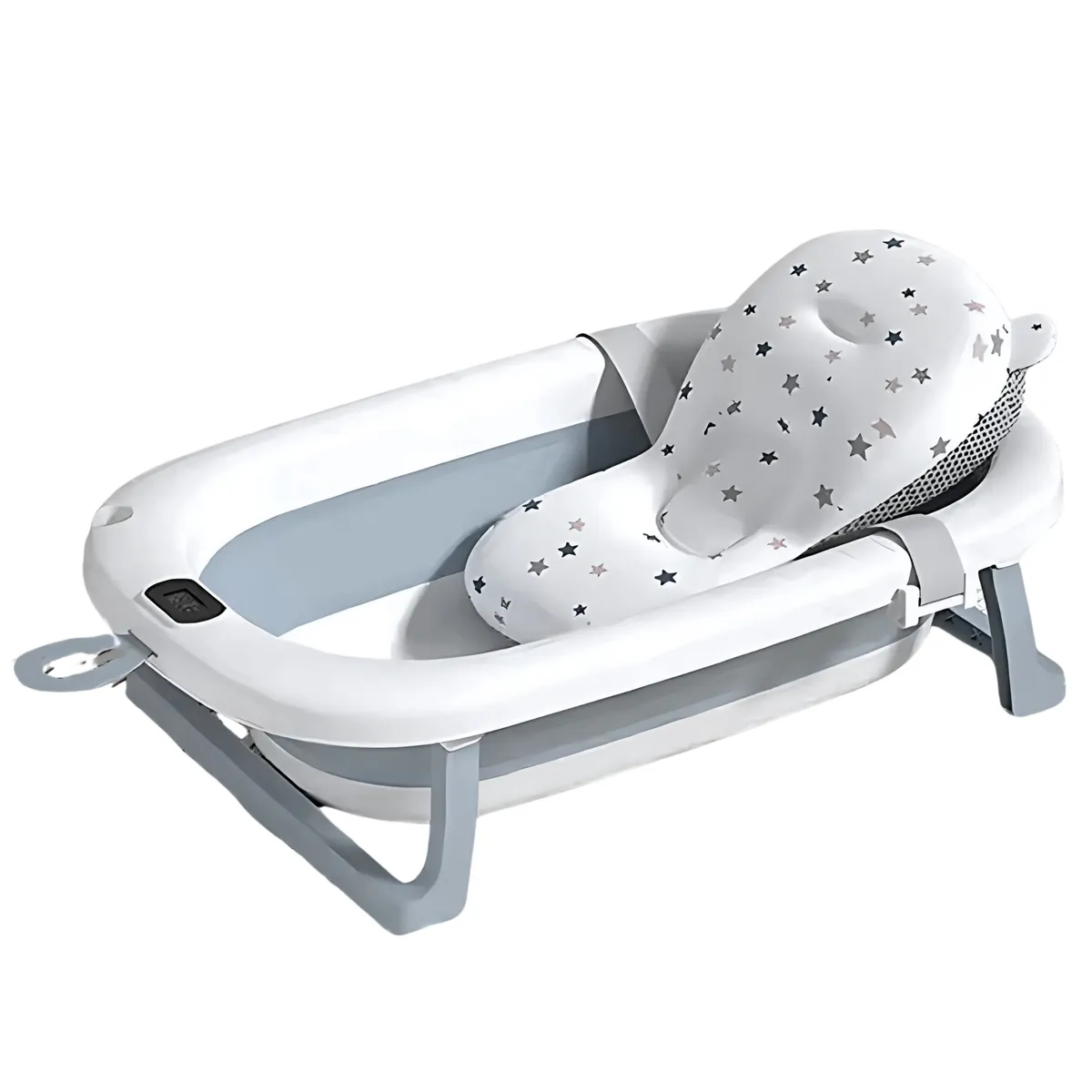 COBABY - Bañera plegable Gris con hamaca y termometro CoBaby