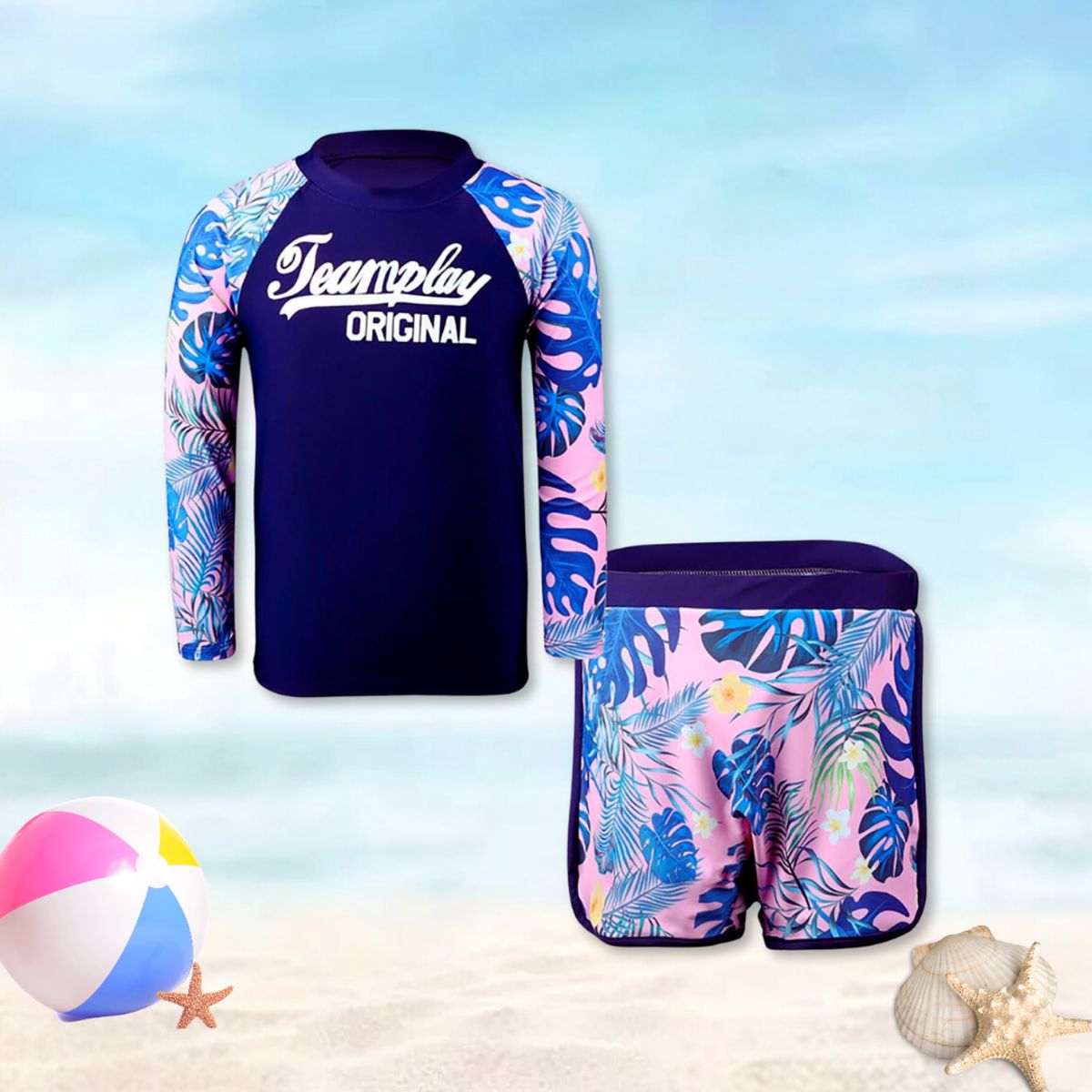 JUMP KIDS - TRAJE DE BAÑO 2 PIEZAS MANGA LARGA NIÑA JUMP KIDS