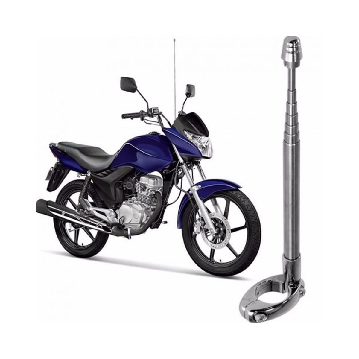 GENERICO - Antena Corta Hilo Curado Moto Retractil Cromada