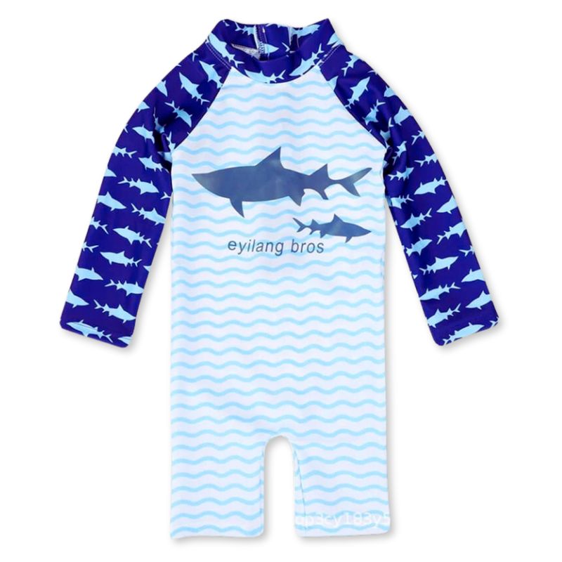 JUMP KIDS - Traje De Baño Enterito Manga Larga Niño Jump Kids Tiburon Azul
