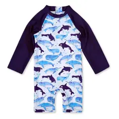 JUMP KIDS - Traje De Baño Enterito Manga Larga Niño Ballena Azul