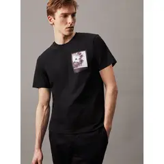 CALVIN KLEIN - Polera Framed Flower Graphic Negro