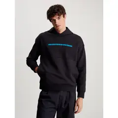 CALVIN KLEIN - Polerón con Gorro Color Embossed Negro