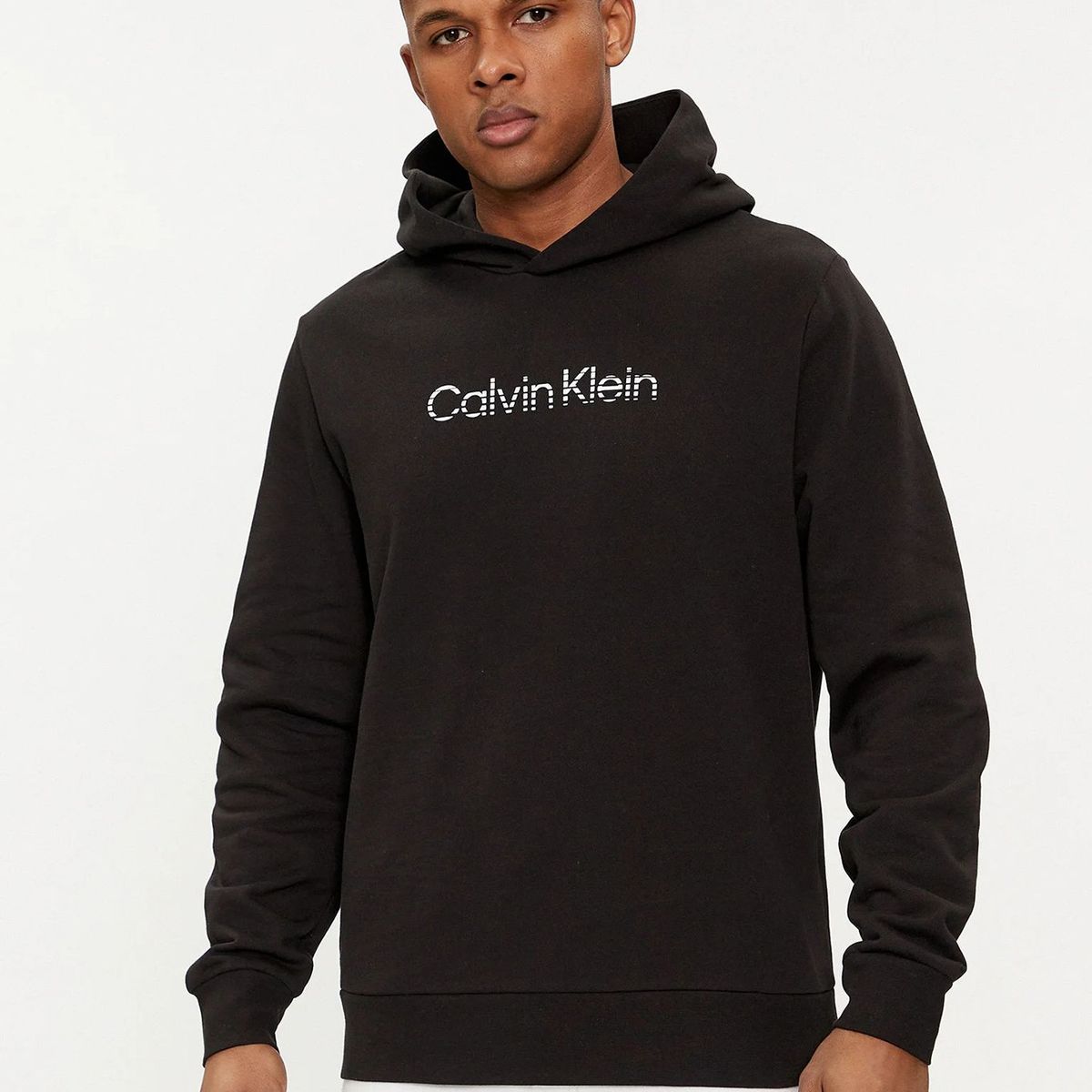 CALVIN KLEIN - Polerón con Gorro Degrade Logo Negro Calvin Klein