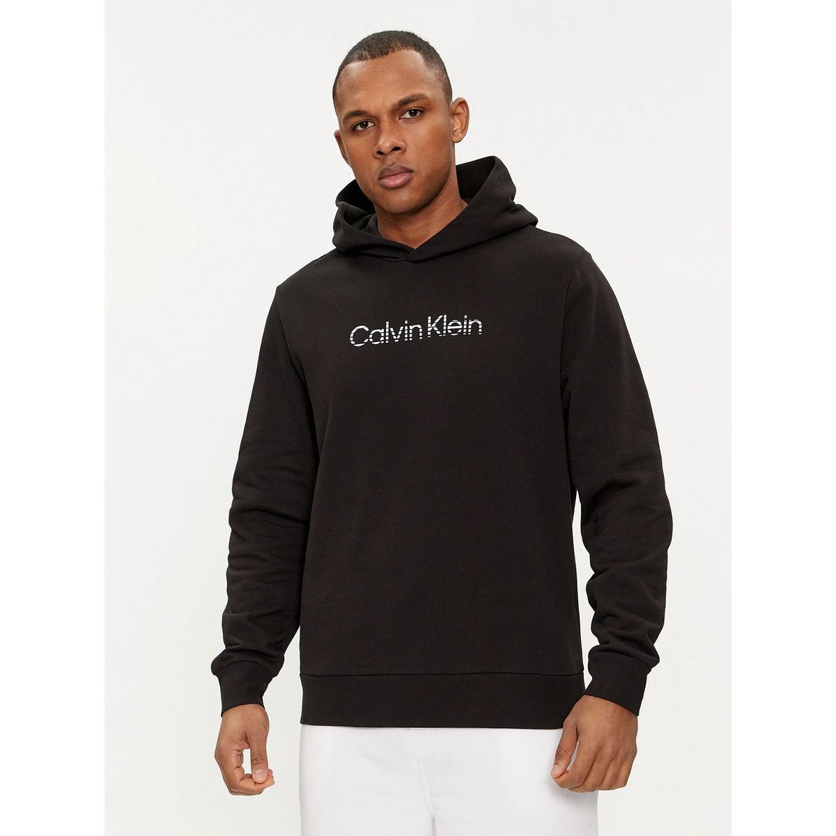 CALVIN KLEIN - Polerón con Gorro Degrade Logo Negro Calvin Klein