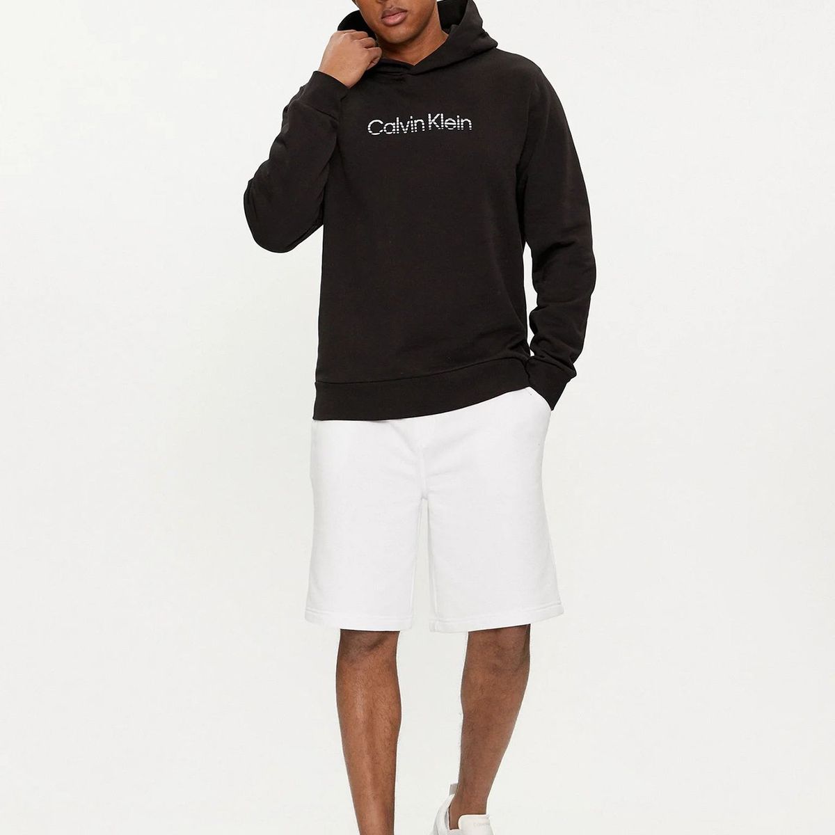 CALVIN KLEIN - Polerón con Gorro Degrade Logo Negro Calvin Klein