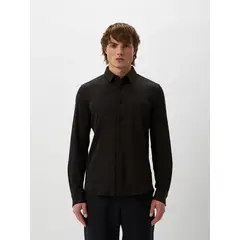 CALVIN KLEIN - Camisa Slim Fit Liquid Touch Negro