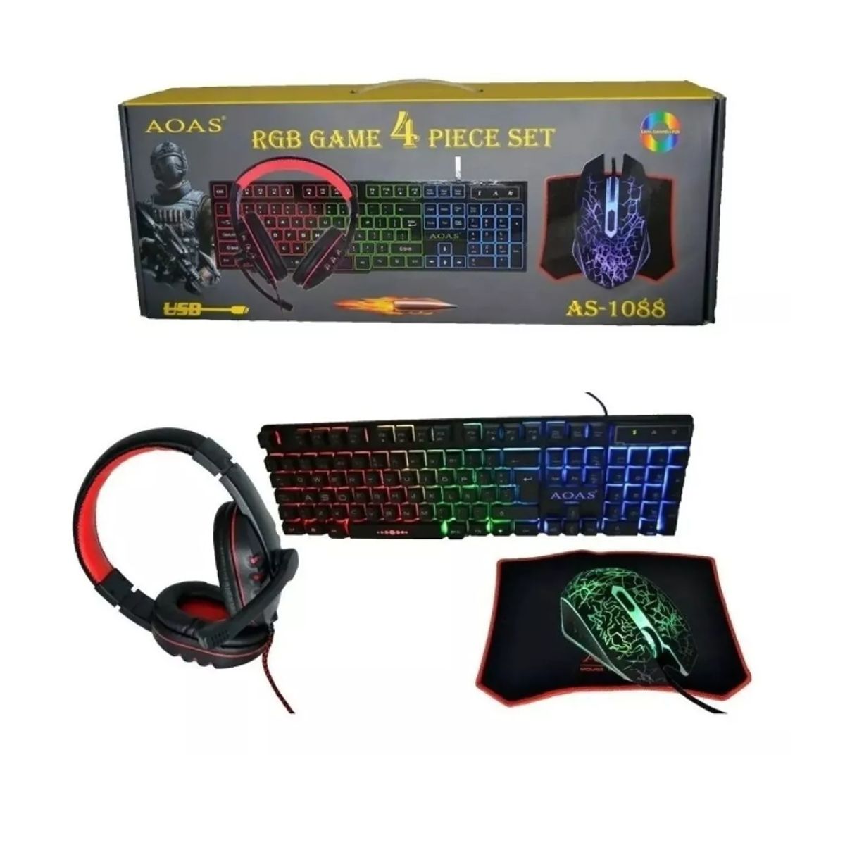 GENERICO - Combo Gamer Teclado Audifonos Mouse y Padmouse