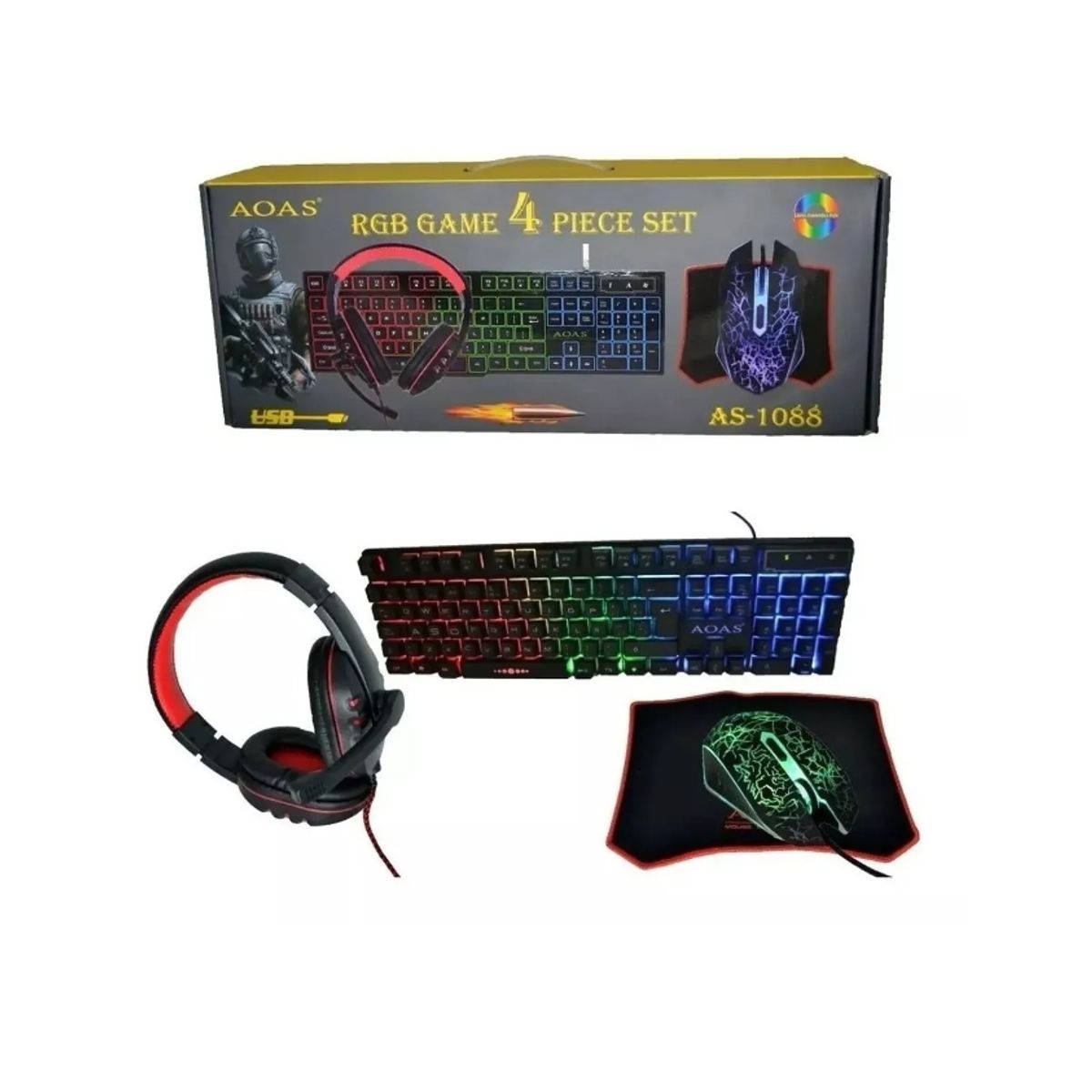 GENERICO - Combo Gamer Teclado Audifonos Mouse y Padmouse