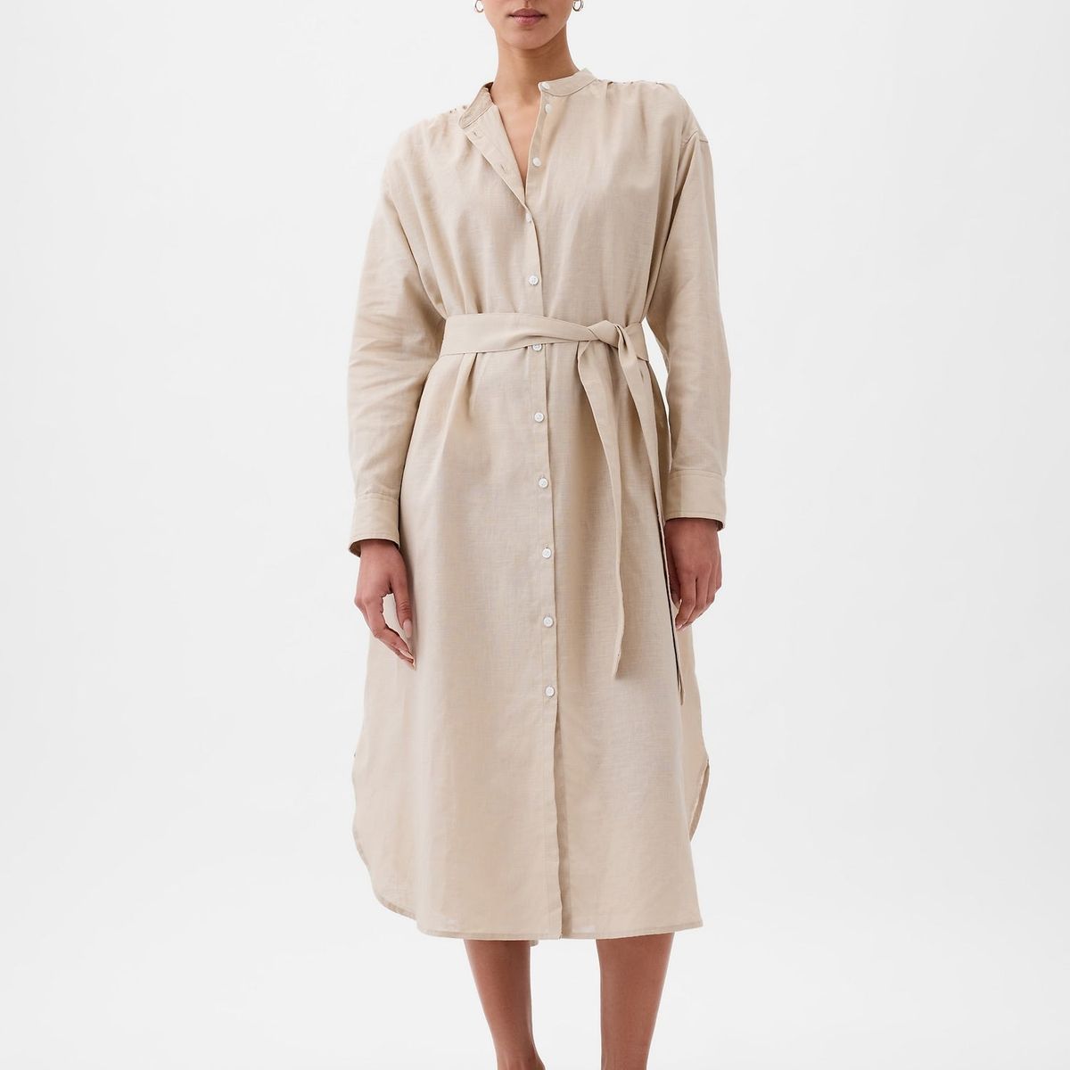 GAP - Vestido Mujer Maxi Lino Morado GAP