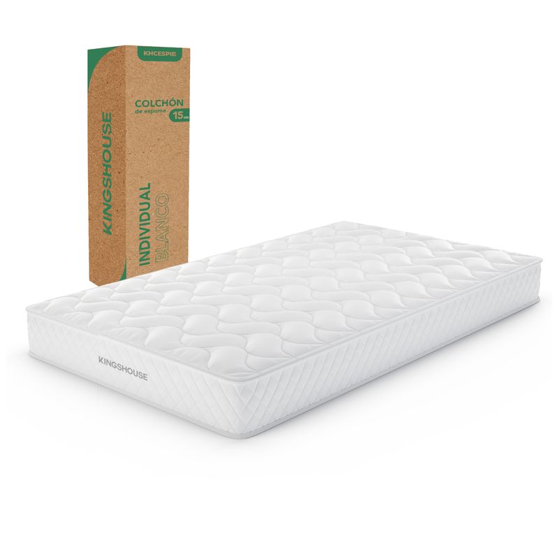 LUMAX - Colchon 1 Plaza Espuma Kingshouse Antiácaros Hipoalergénico