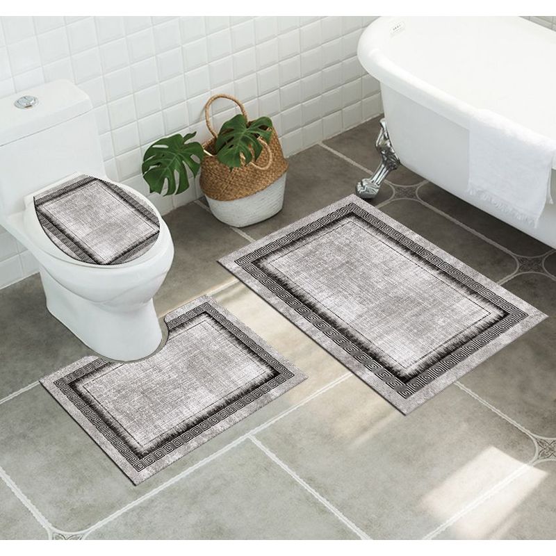 ANGELES DEL HOGAR - Set alfombras de Baño Con diseños 3 piezas Gris Palido