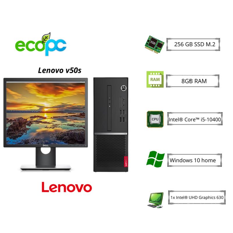 LENOVO - PC LENOVO V50s i5-10400 2.9 GHz/ 8 GB / 256GB SSD/ Monitor DELL 1917S