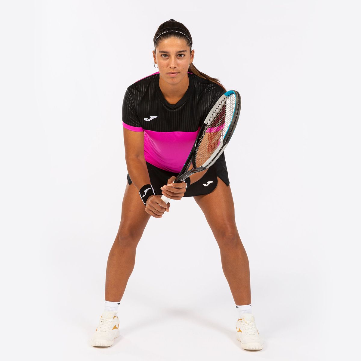 JOMA - POLERA MANGA CORTA JOMA MONTREAL NEGRO-ROSADO FLUOR