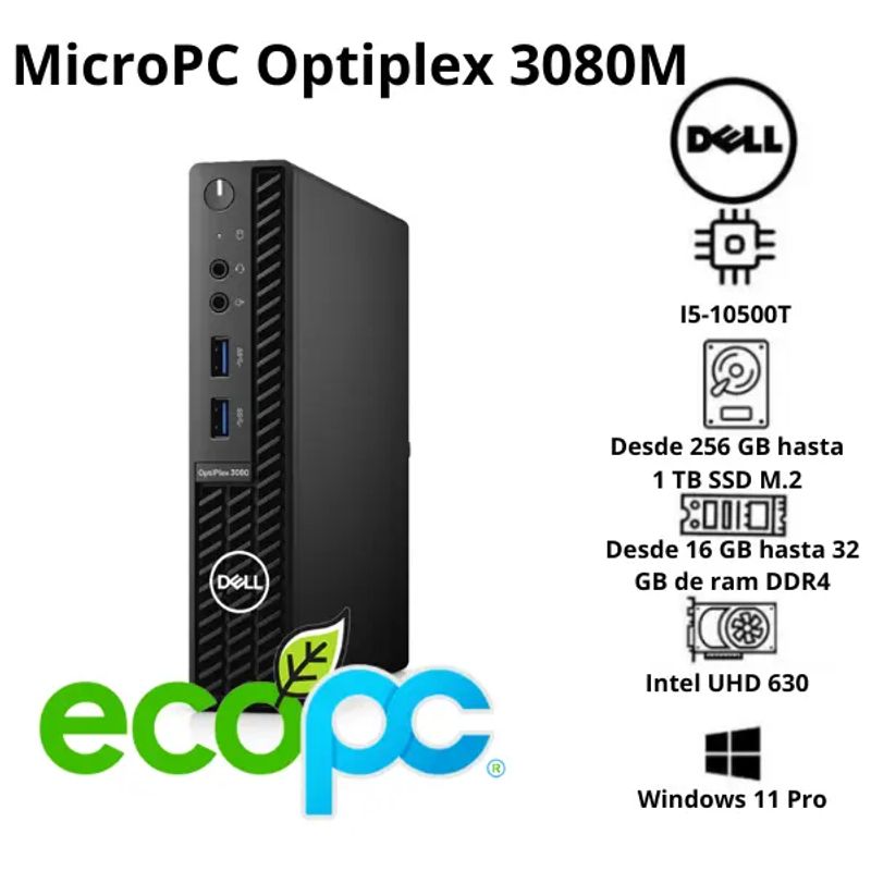 DELL - MicroPC Optiplex 3080M i5- 10500T 8GB 256GB HDD
