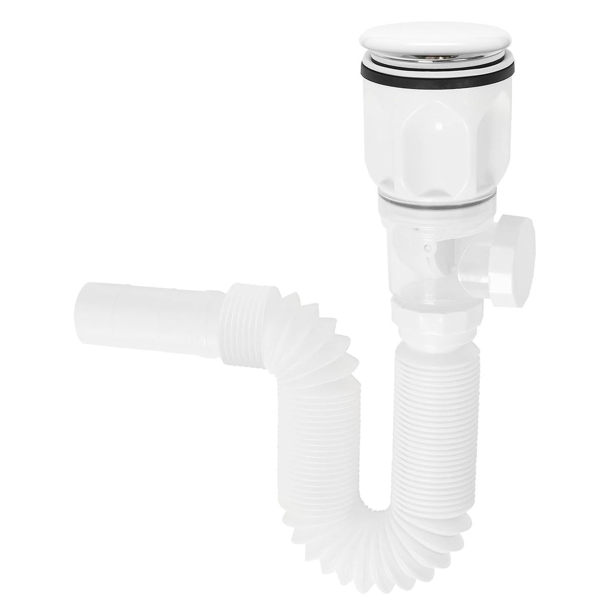 DOMSA - Desagüe universal con tubo sifón fexible para lavamanos WY020 Blanco